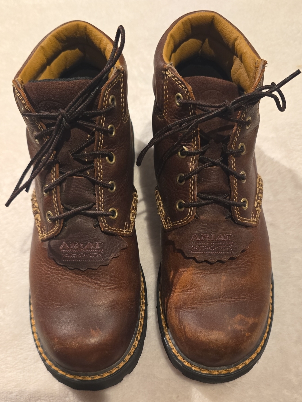 Ariat Men's Brown Leather Lace-Up Work Boots